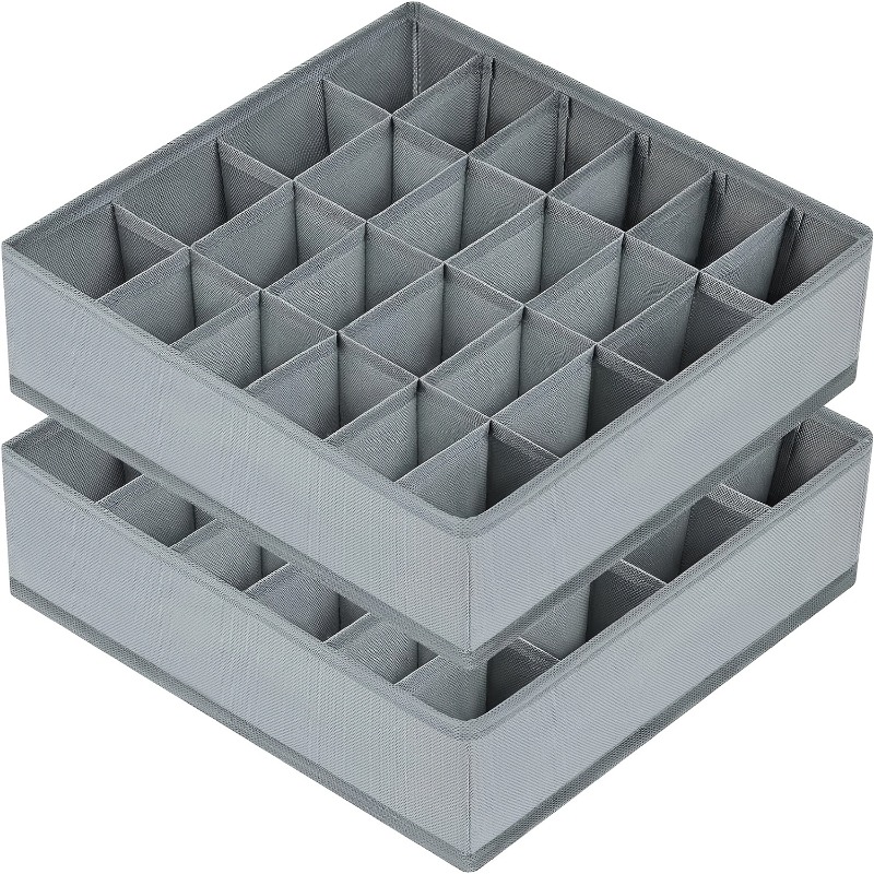 Sock Organizer Tray - กล่องจัดระเบียบถุงเท้าและชุดชั้นในแบบผ้า 24 ช่อง 2 ชิ้น -