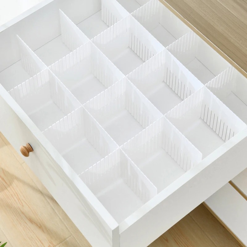 Sock Organizer Tray - แผ่นกั้นลิ้นชักปรับได้ 4/8/12 ชิ้น ชั้นวางของ DIY สำหรับจัดเก็บของใช้ในบ้าน