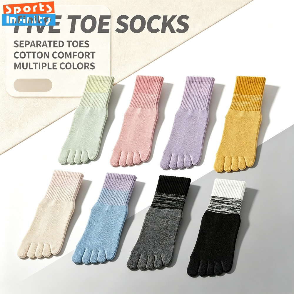 Grip Sock Yoga - ถุงเท้าโยคะสำหรับผู้หญิง ป้องกันการลื่นไถล ถุงเท้าห้านิ้วแบบมีกริป ระบายอากาศได้ดี ถุงเท้าพิลาทิสแบบบางสำหรับการฝึกในยิม