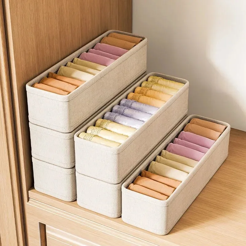 Sock Organizer Tray - กล่องเก็บเสื้อผ้าแบบพับได้ 1/2/4 ช่อง กล่องเก็บของอเนกประสงค์สำหรับใส่ชุดชั้นใน ถุงเท้า กล่องจัดระเบียบตู้เสื้อผ้าในบ้าน