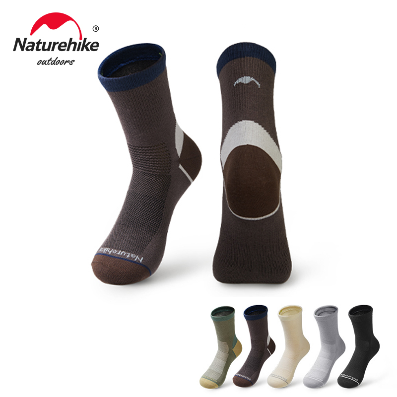 Wool Hiking Sock - Naturehike ถุงเท้าผู้ชายกีฬา Quick-drying ถุงเท้ามุมขวาวิ่งกลางแจ้งเดินป่าปีนเขา Breathable กลางลูกวัว